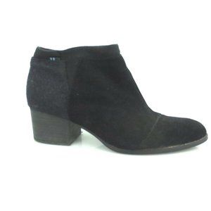 TOMS Boots Loren Women’s Blk Suede Zipper Ankle Bootie